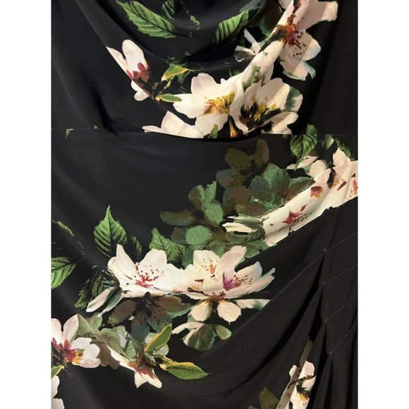 Ralph Lauren Dress 10 Black Pink Green Floral Washable Stretch Career Church - Picture 6 of 11